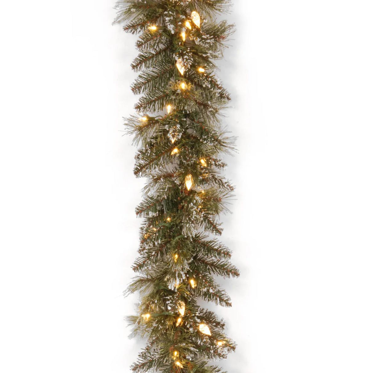 Pre-Lit Glittery Bristle Pine Garland with Warm White LED Lights, 6 Foot