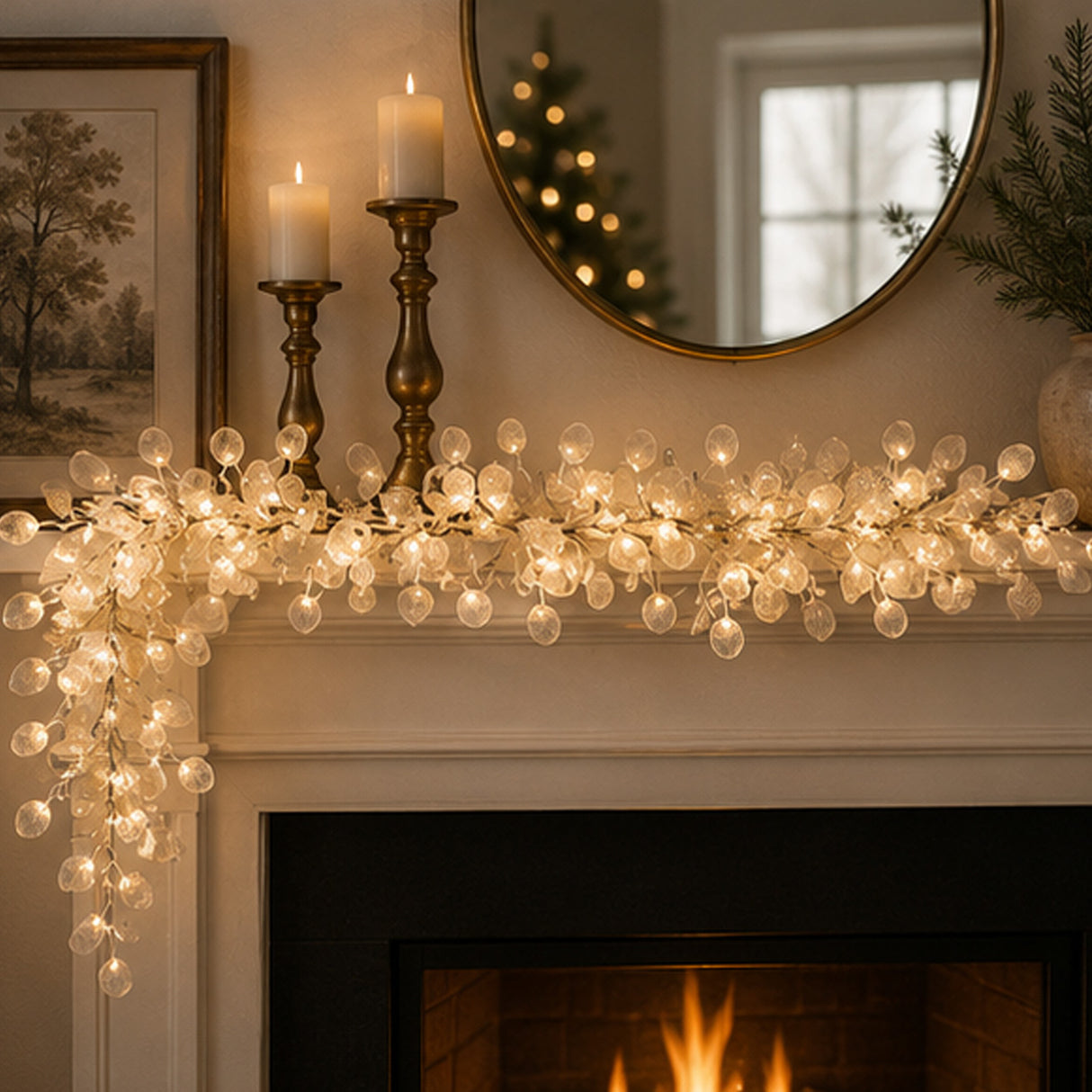 Winter Frost White 4ft Decorative Garland with Shimmering Gem Accents
