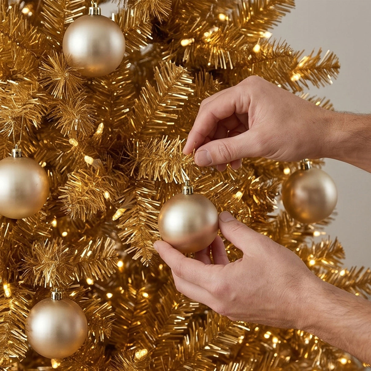 9ft Pre-Lit Gold Metallic Christmas Tree with LED Infinity Lights