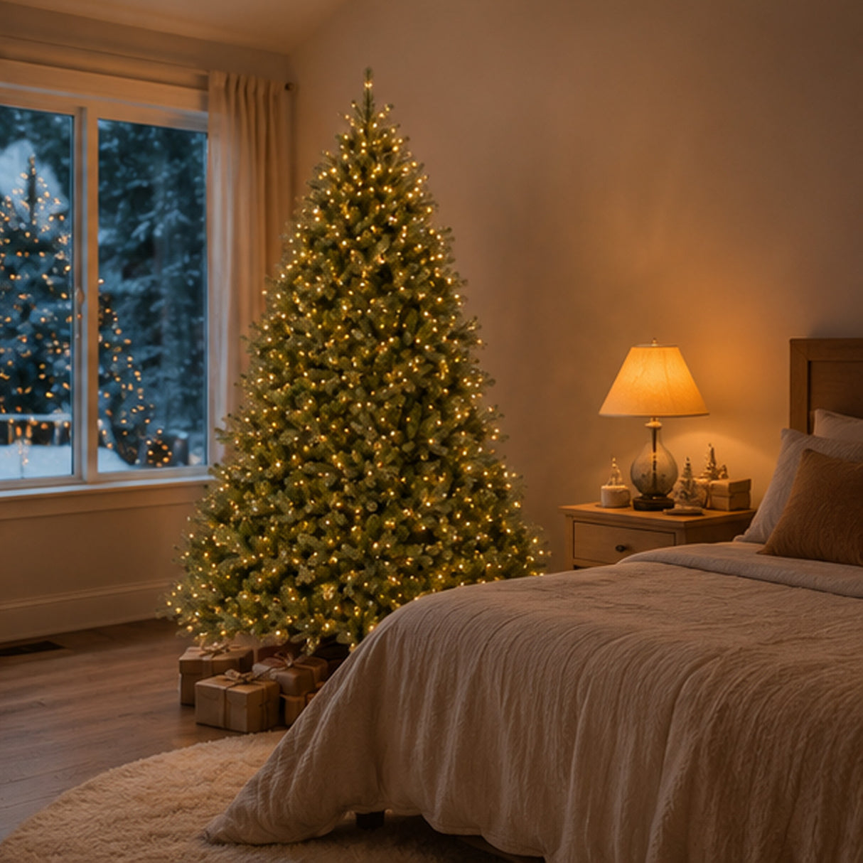 10ft Pre-Lit Downswept Douglas Fir Christmas Tree with Dual Color LED Lights