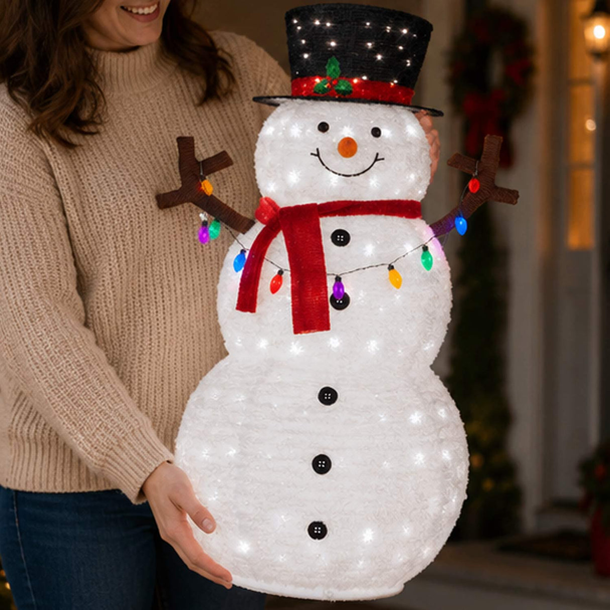 Lighted Pop-Up Snowman Outdoor Christmas Decoration with LED Lights