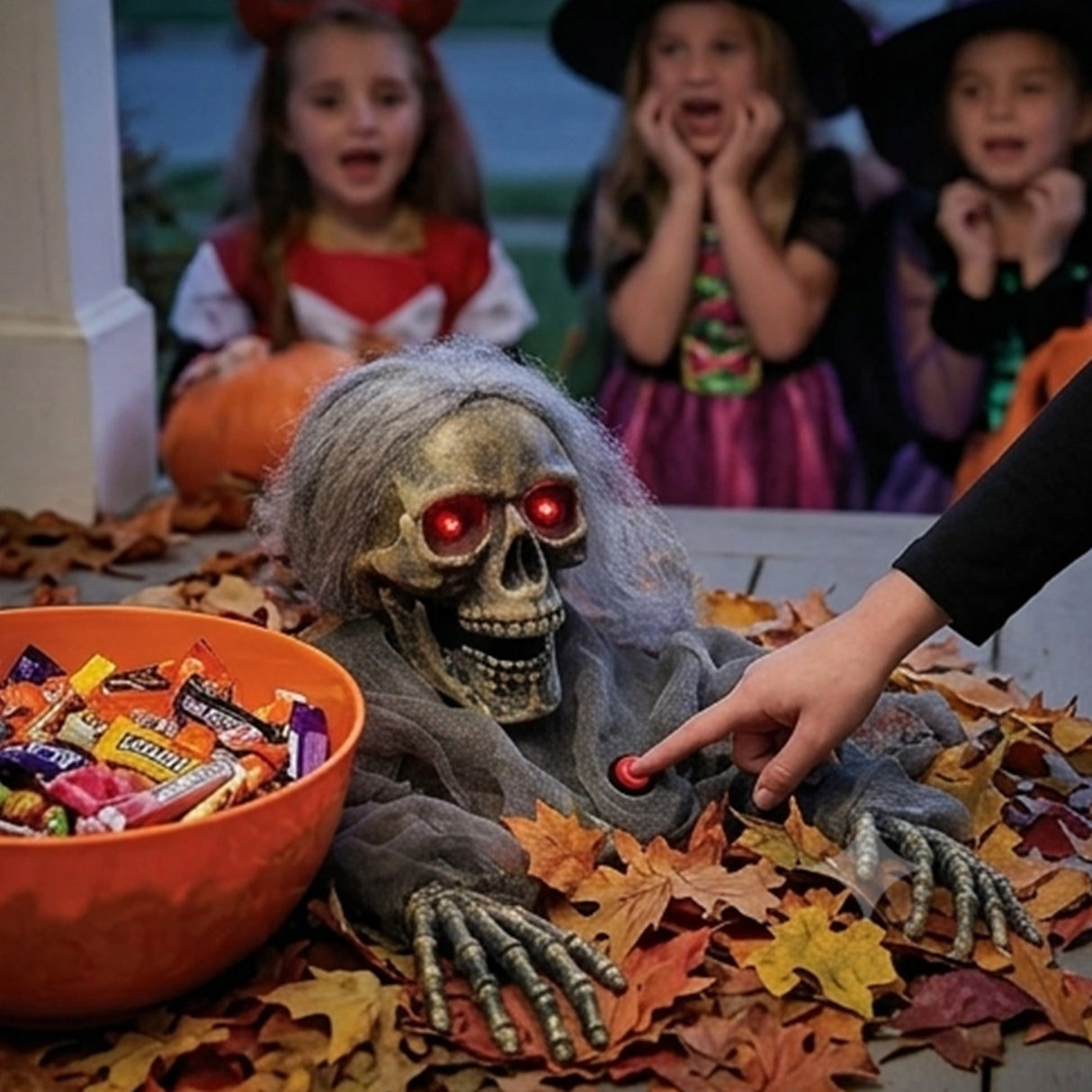 38" Light-Up Skeleton Ground Breaker Halloween Decoration (Try Me LED Prop)