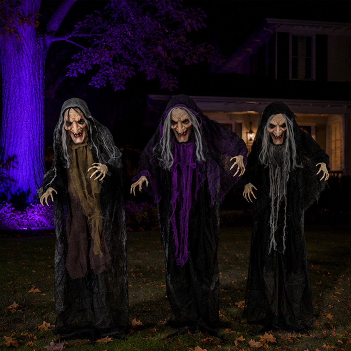 3.6 Ft Halloween Creepy Old Witches Yard Decoration Set – 3 Pc.