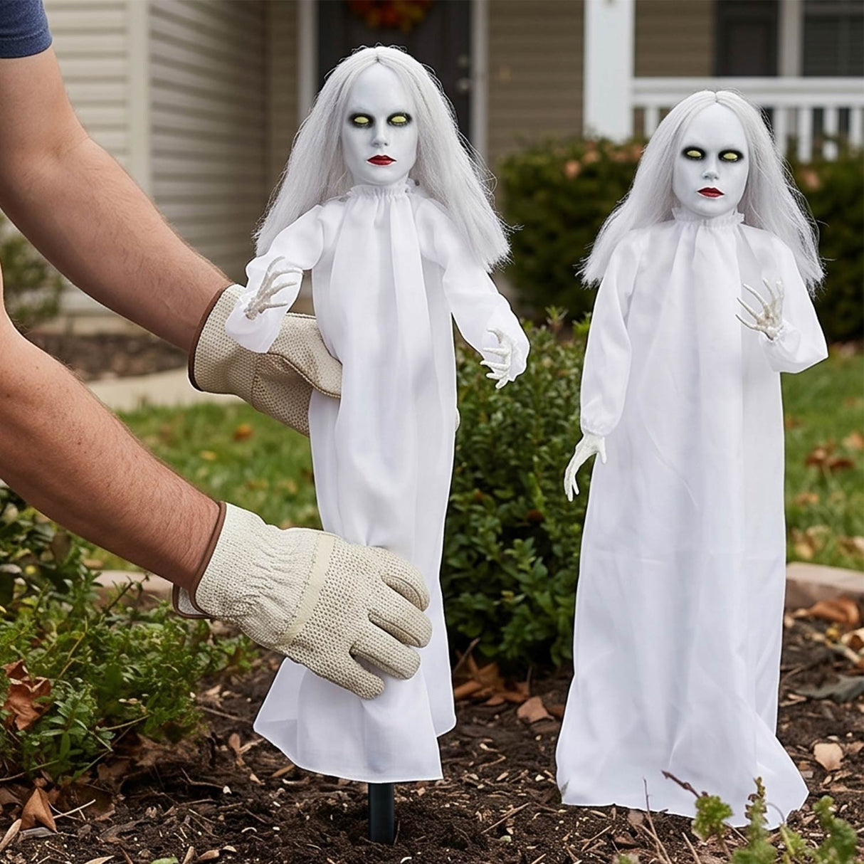 4 ft Halloween Ghostly Girl Yard Stakes Decoration – 3 Pc Set