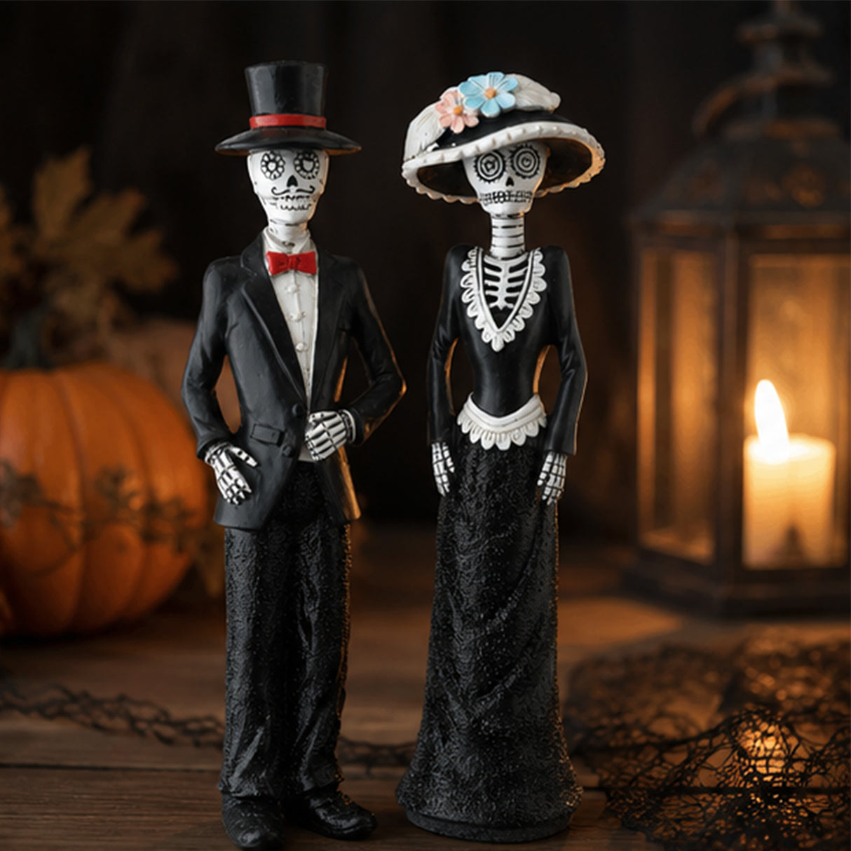 13 in. Halloween Skeleton Couple in Formal Attire Decoration