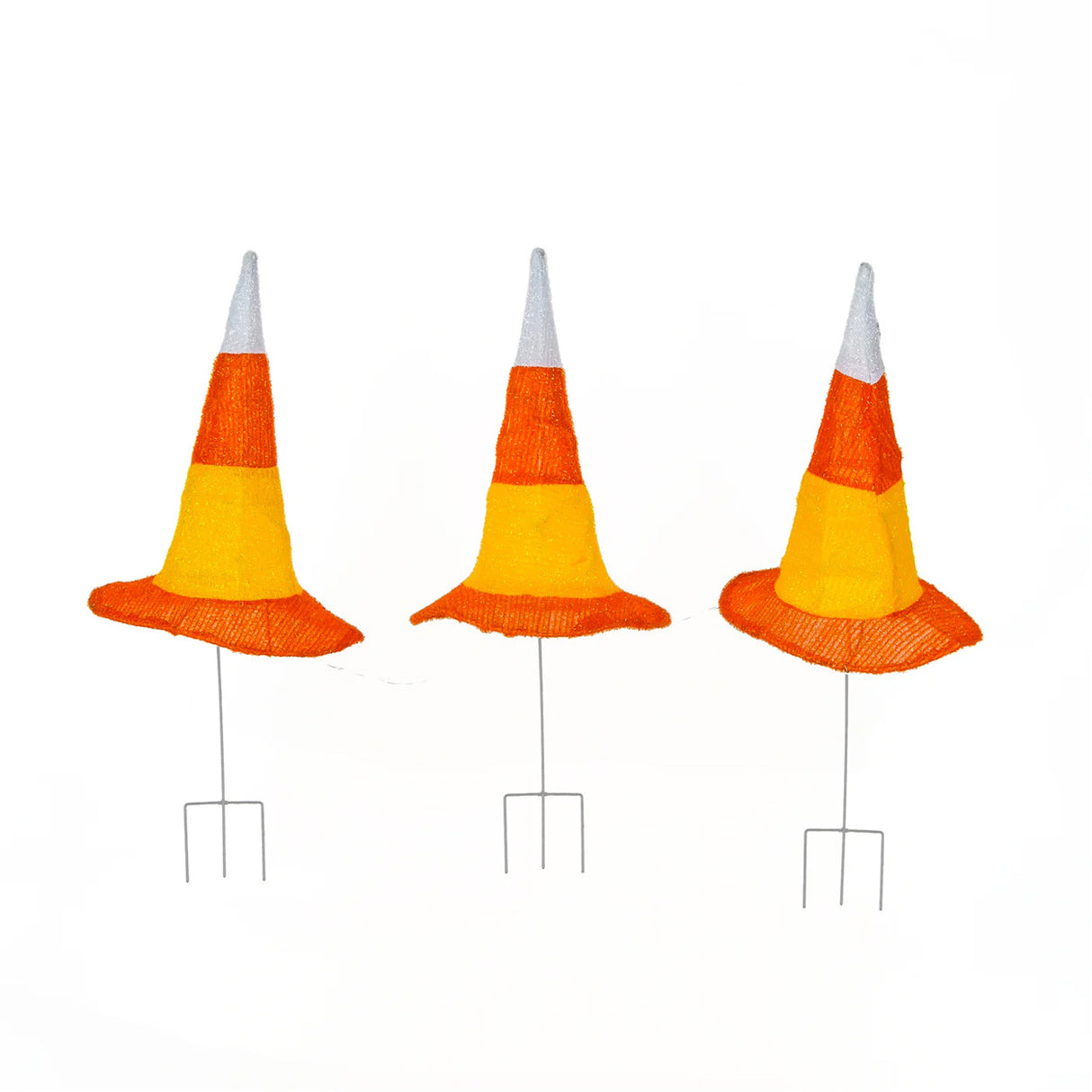 23 in Halloween Candy Corn Witch Hat LED Garden Stake Decor