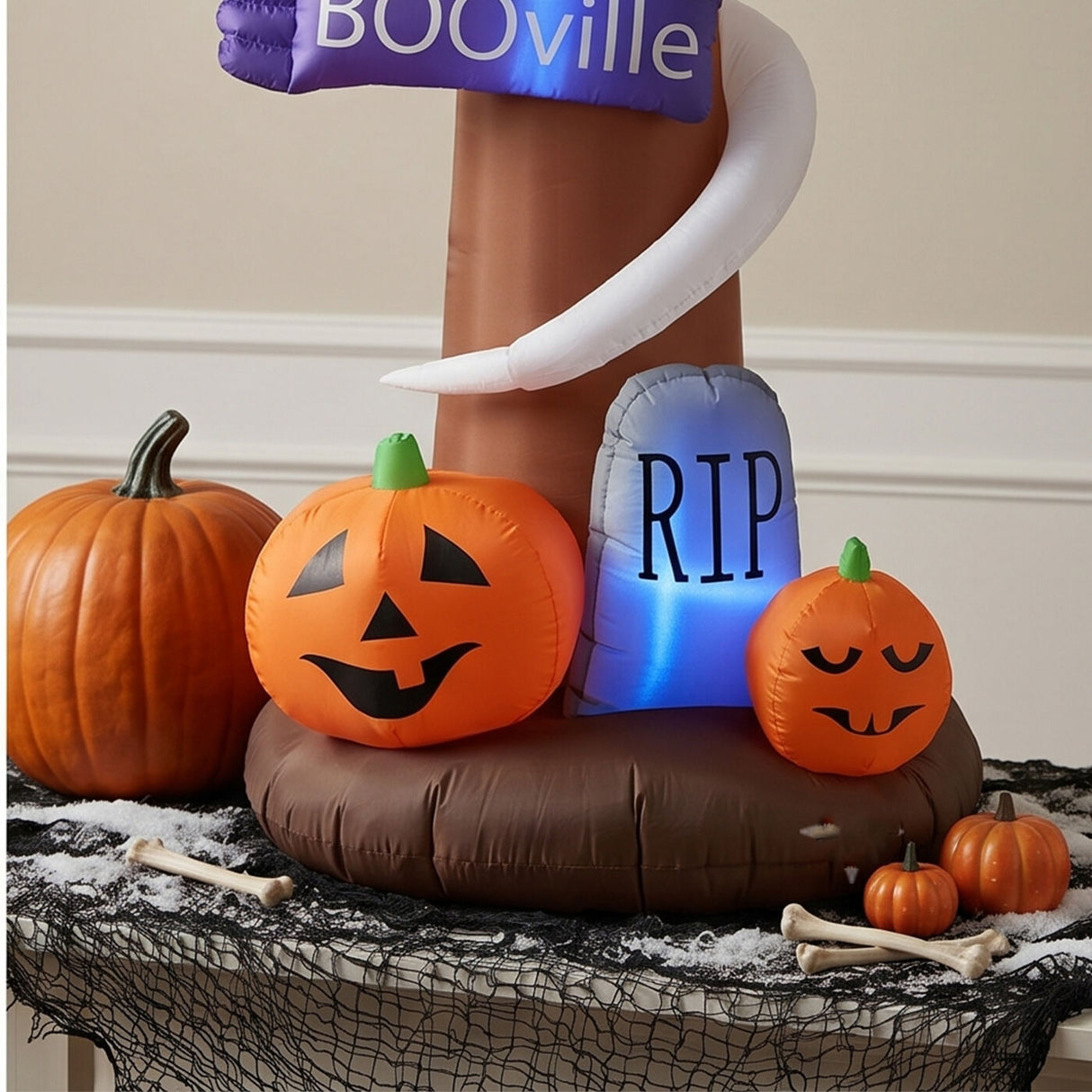 8 ft Halloween Ghost Signpost Inflatable LED Yard Decoration Plug In