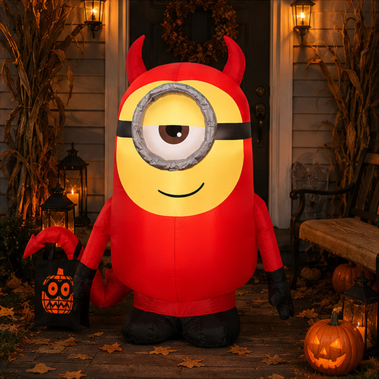 42 in Minion Devil Costume Inflatable Halloween LED Decoration Plug In