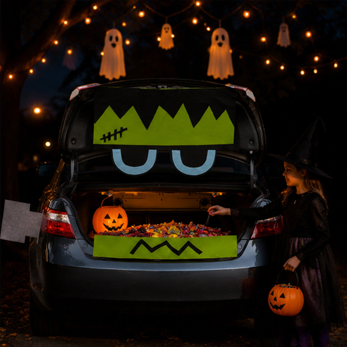 4PC Frankenstein Tricky Trunks Halloween Car Decoration Kit