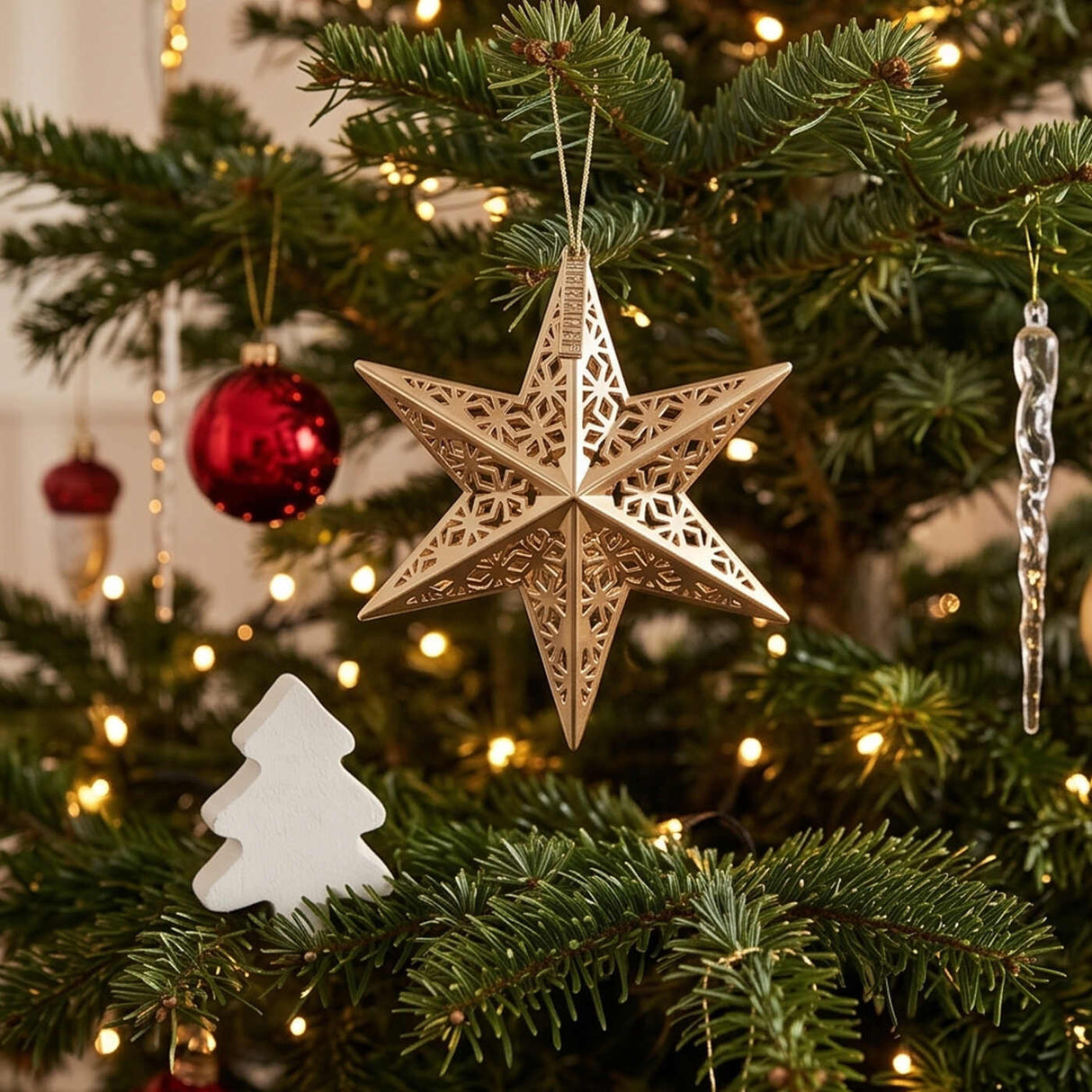 Scentsicles White Winter Fir Gold Star Refillable Ornament