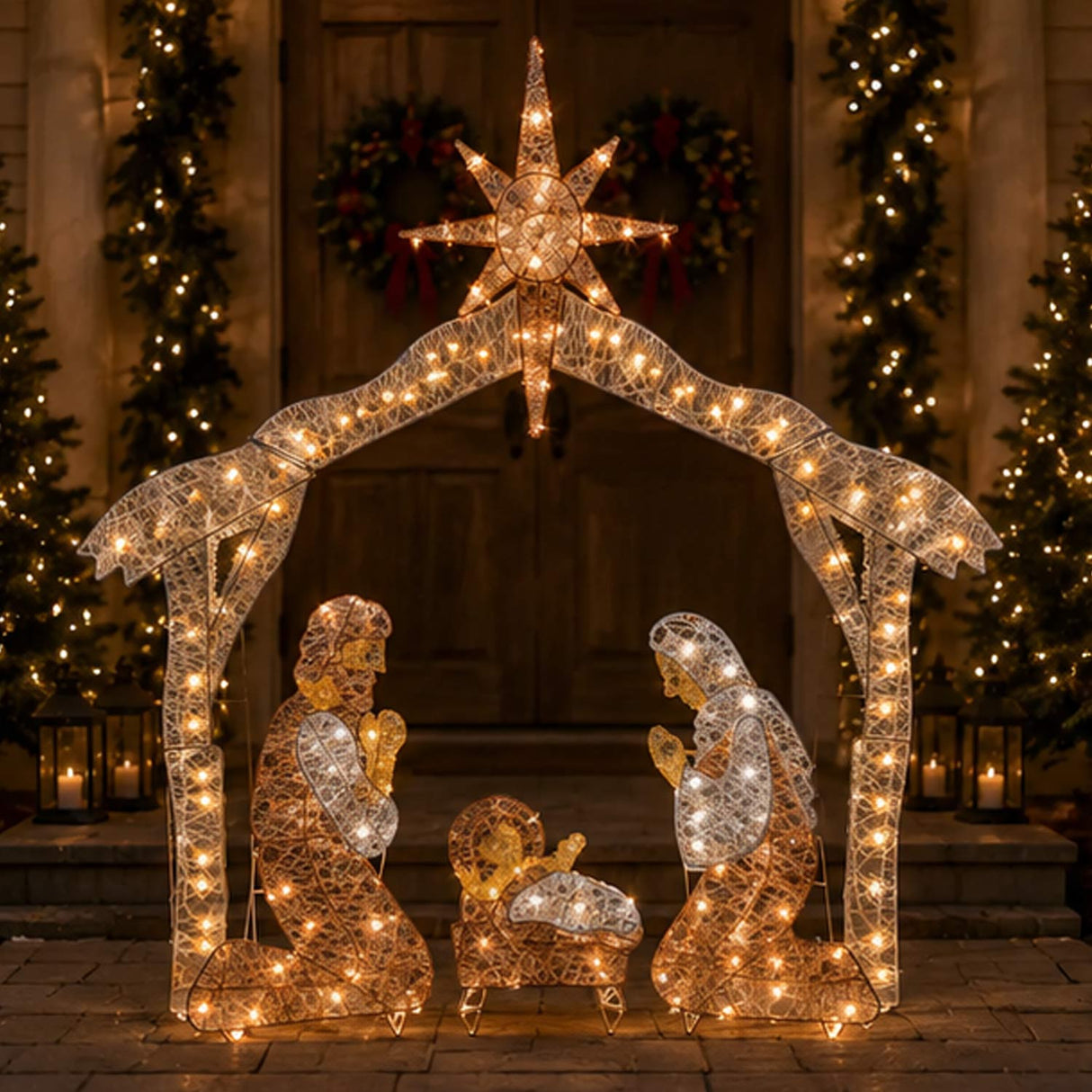 55IN Crystal Splendor Pre-Lit Nativity Set with Clear Lights