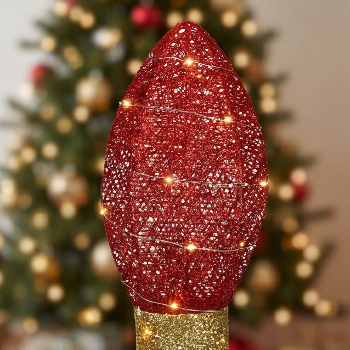 20IN Pre Lit Red Christmas Light Bulb LED Decoration