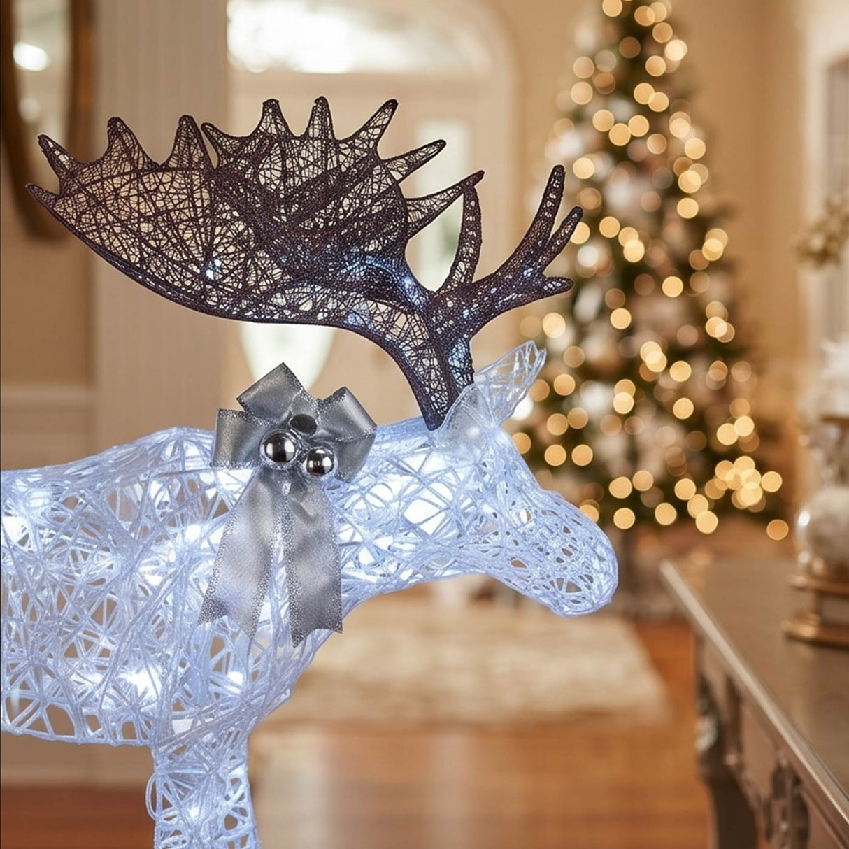 50IN Pre Lit Moose Decoration with Cool White LED Lights