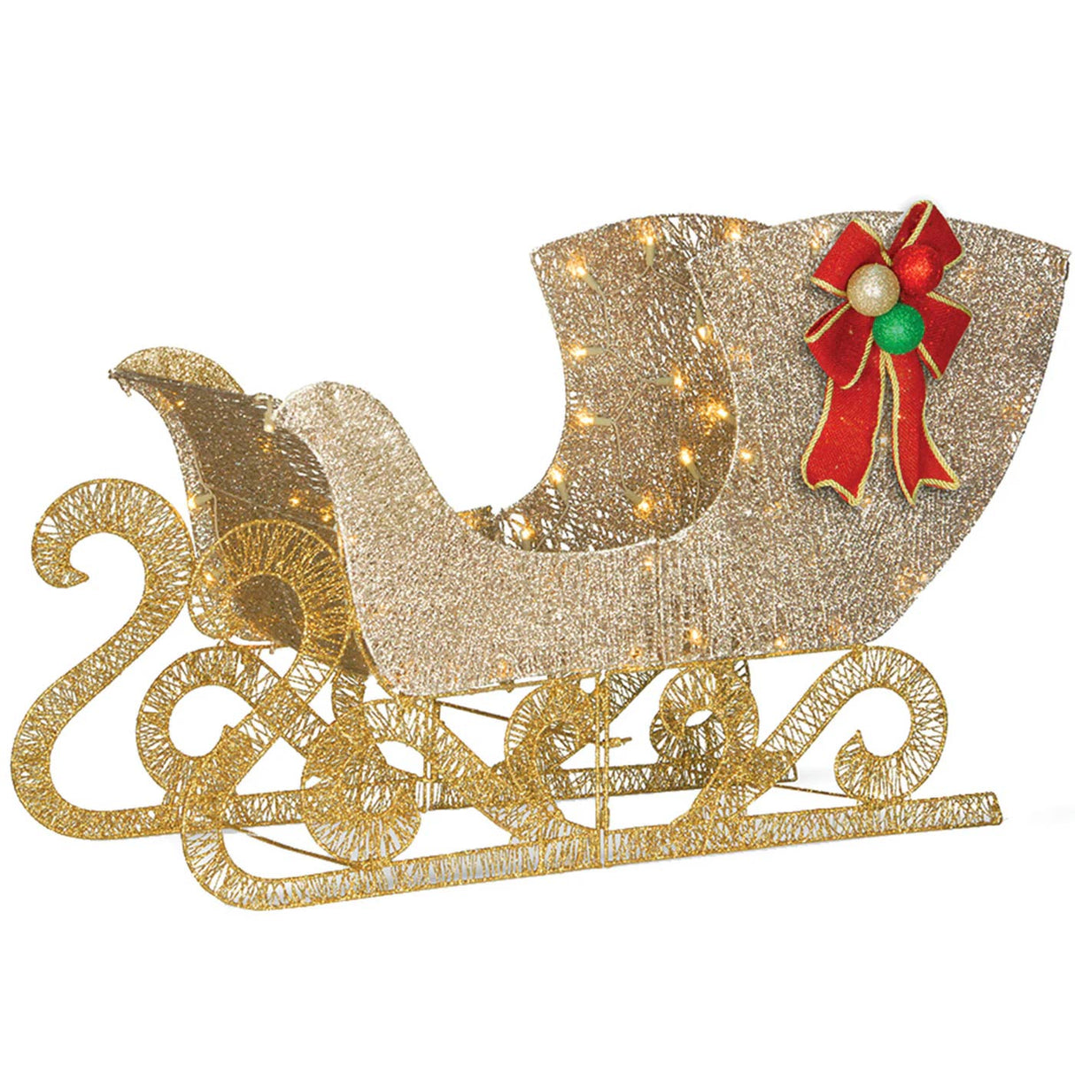 38IN Pre Lit Santa Sleigh with Warm White LED Lights
