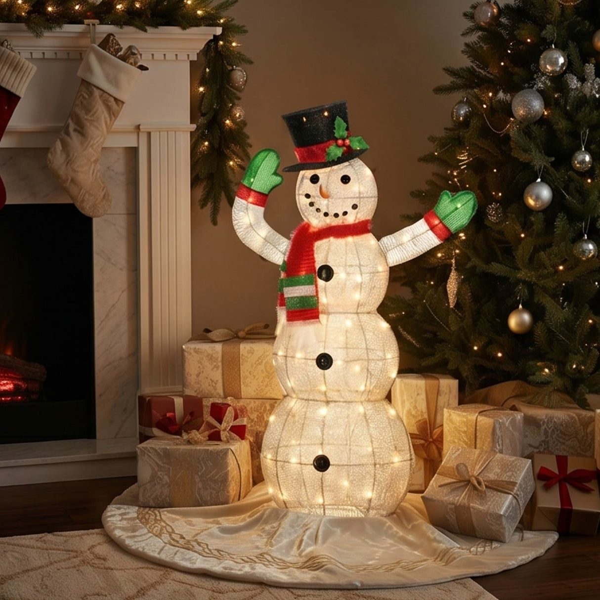 48 in. Snowman Decoration with Clear Lights