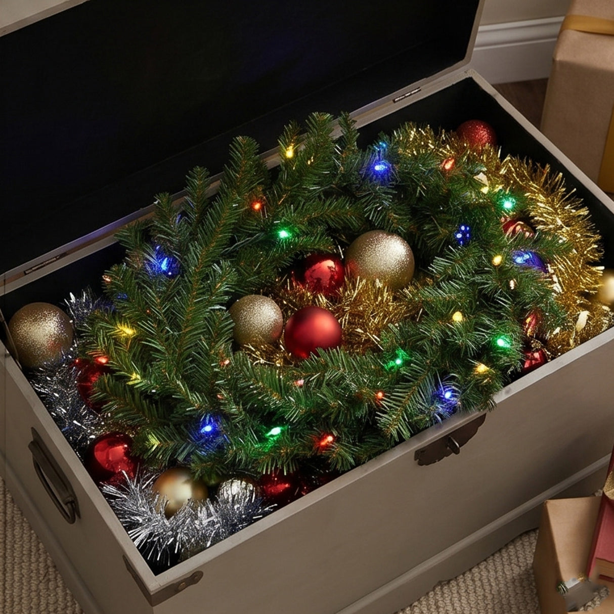 Pre-Lit Norwood Fir Garland with Multicolor LED Lights, 9 Foot