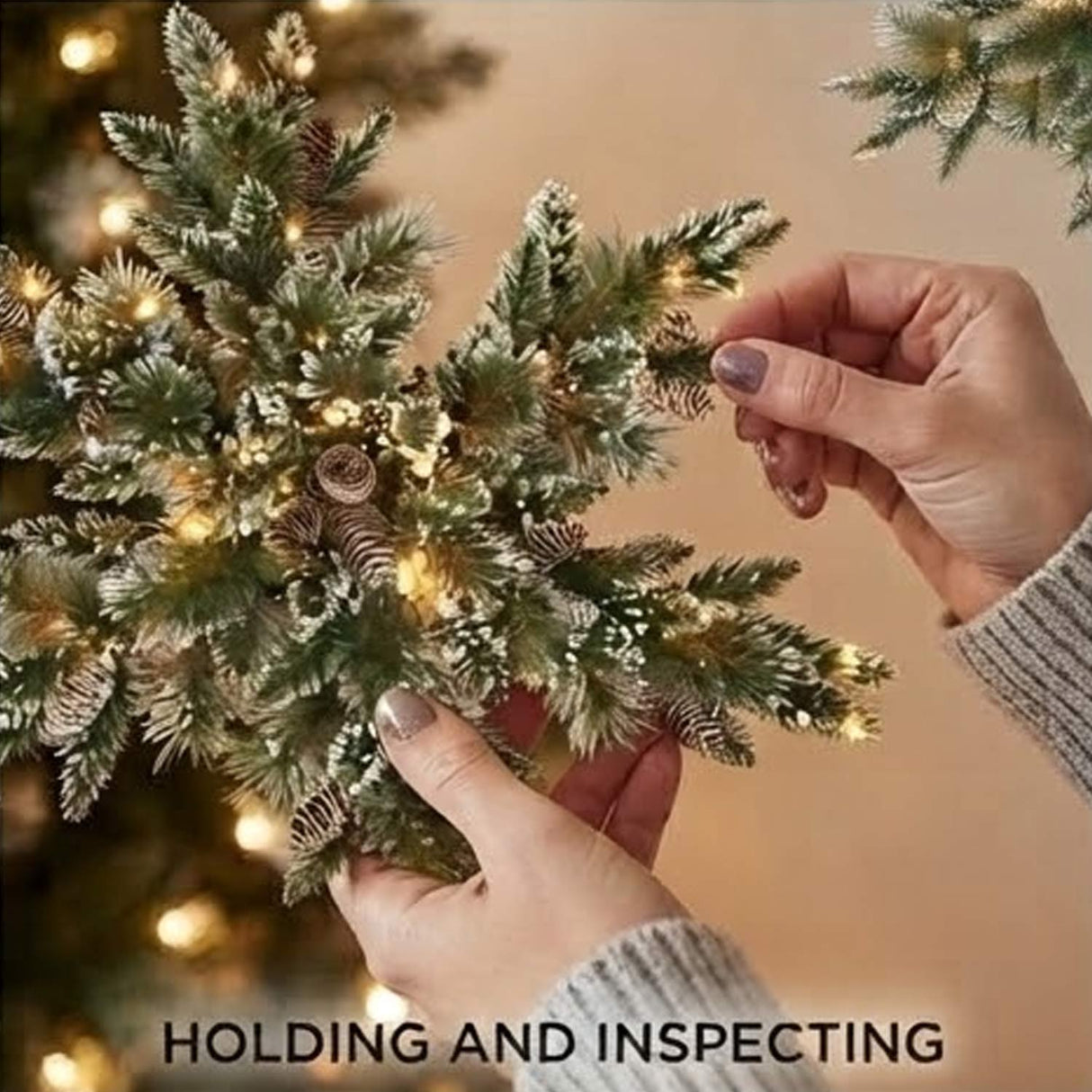 Pre-Lit Glittery Bristle Pine Snowflake Wall Decor with Warm White LED Lights, 32 Inch