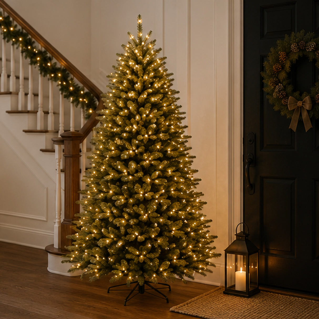 9ft Pre-Lit Dunhill Fir Christmas Tree with PowerConnect Clear Lights