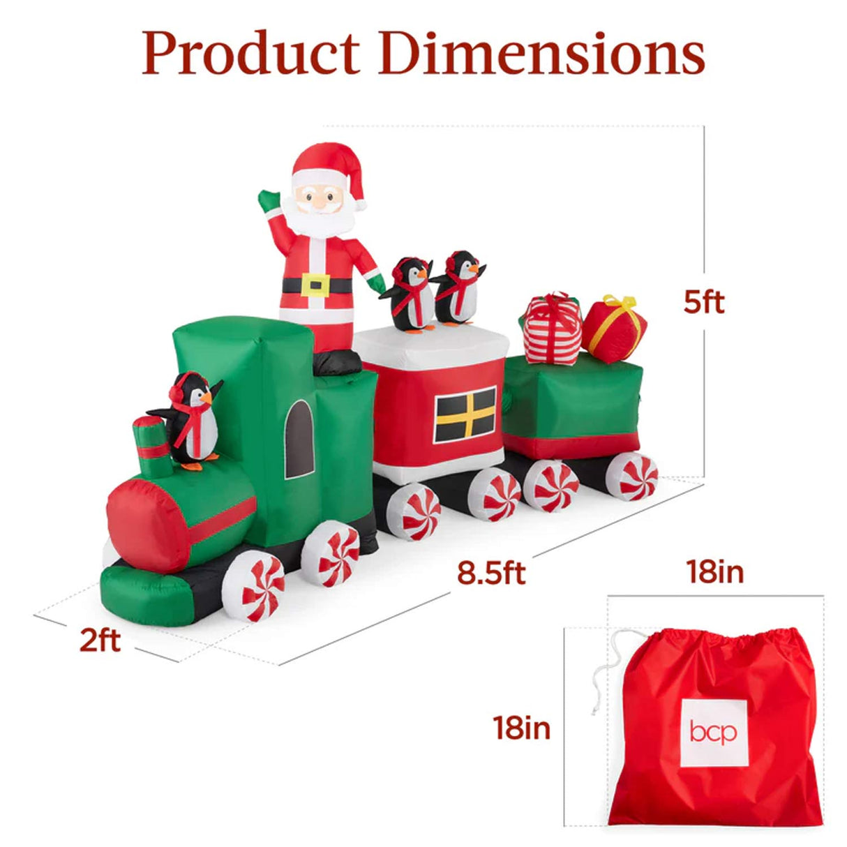 Pre Lit Inflatable Christmas Train with Animated Santa Claus 8.5 Ft