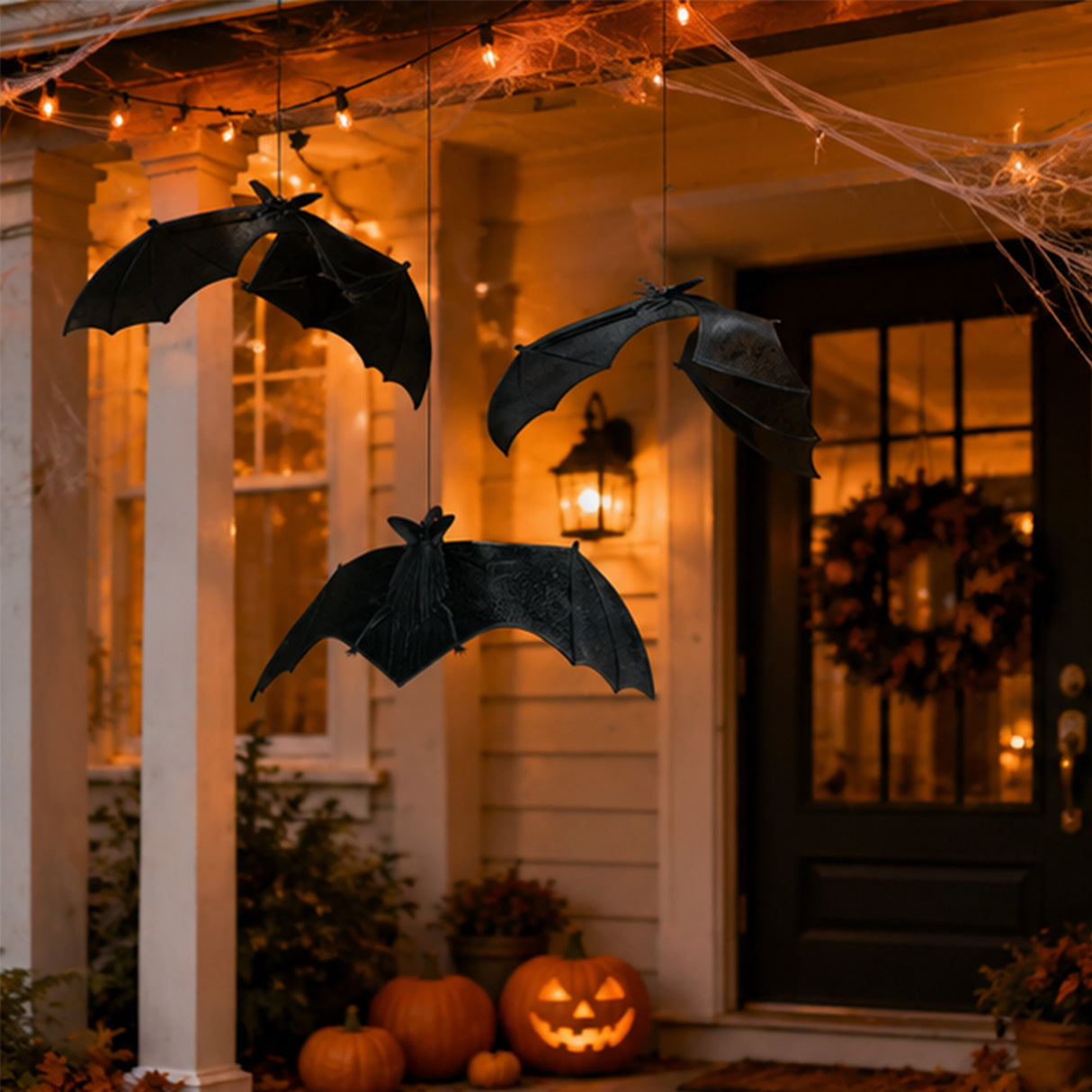 6 1/2" x 13" Hanging Vinyl Bats Halloween Decorations – 12 Pc.