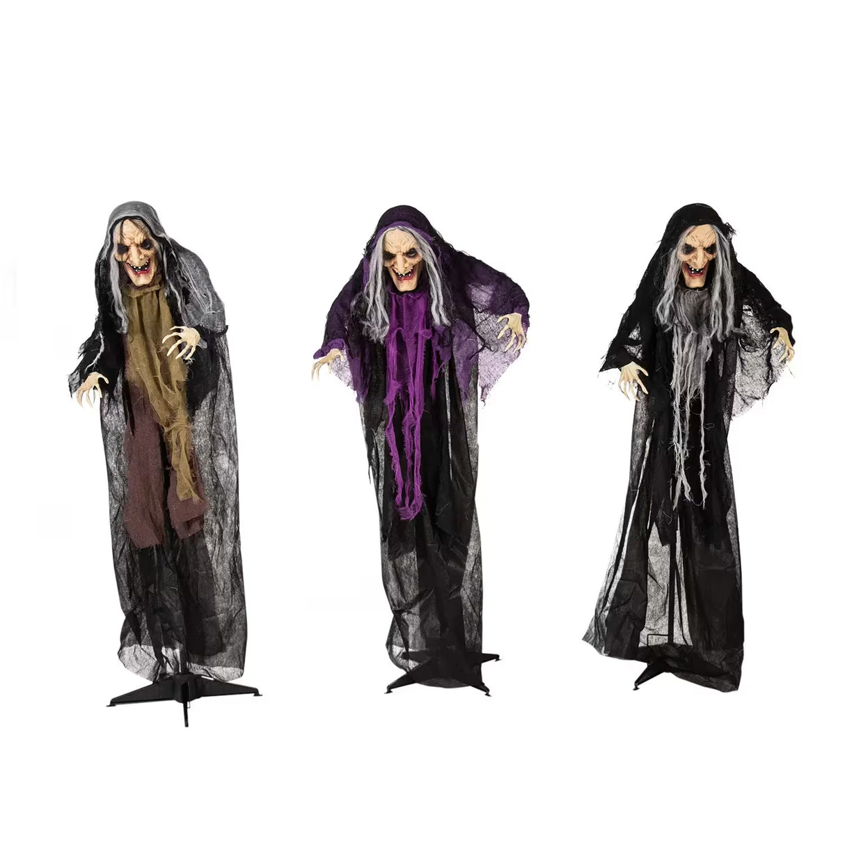 3.6 Ft Halloween Creepy Old Witches Yard Decoration Set – 3 Pc.