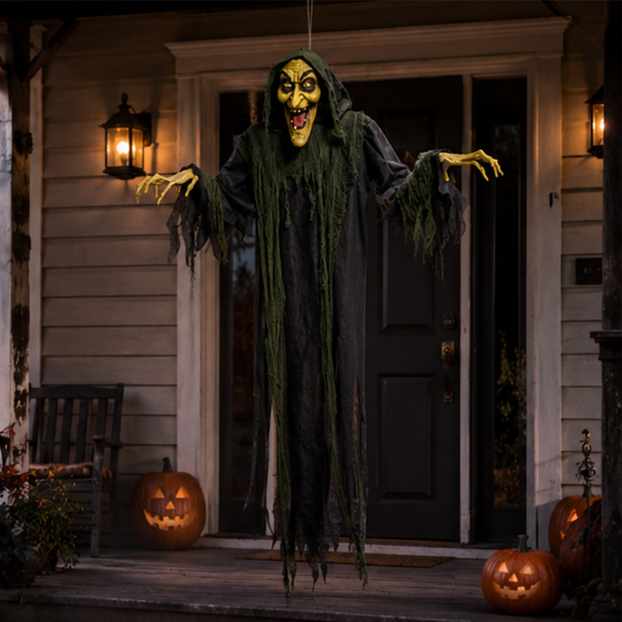 6 Ft Hanging Scary Witch Animated Prop Halloween Decoration