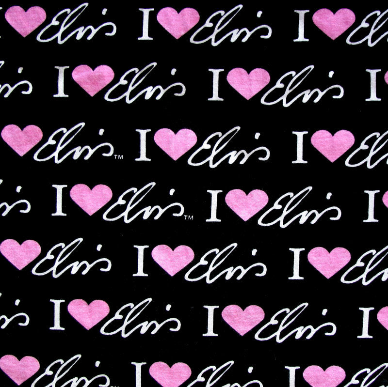 Cotton Knit I Heart Elvis Black Print