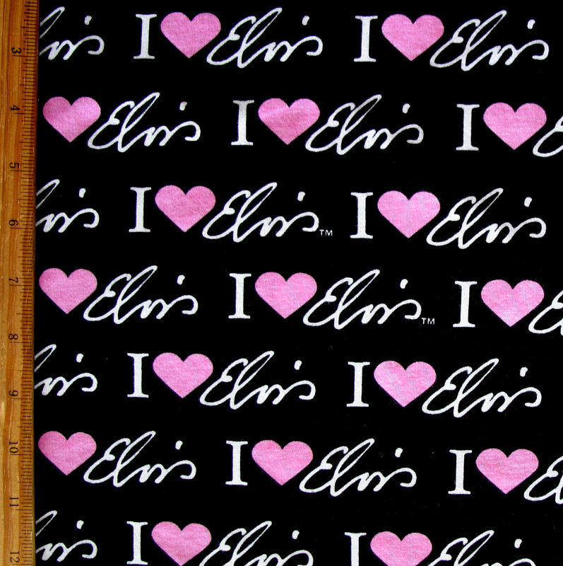 Cotton Knit I Heart Elvis Black Print