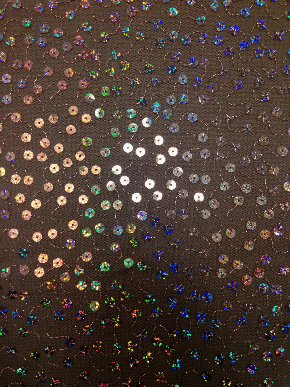 6Mm Big Holographic Sequins Polyester Fabric - Brown See Through Mesh, 6Mm Sequins, 40" Width