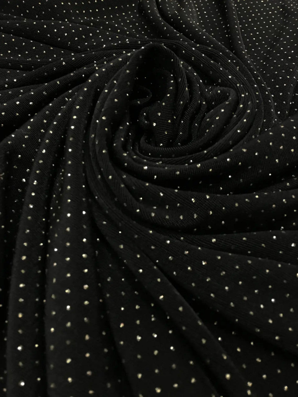 Acetate Spandex Slinky Fabric - Gold Glitters Design, 52" Width