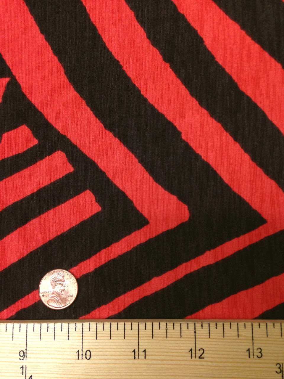 Polyester Bulgari Spandex Fabric - Abstract, Dark Brown And Dark Coral, 58"-60" Width