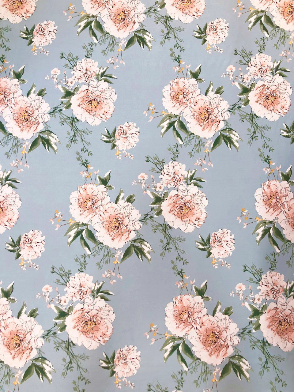 Brushed Single Spun Polyester Spandex Fabric - Big Floral Design, Light-Medium Weight, 2-Way Stretch, Soft, 58" To 60" Width
