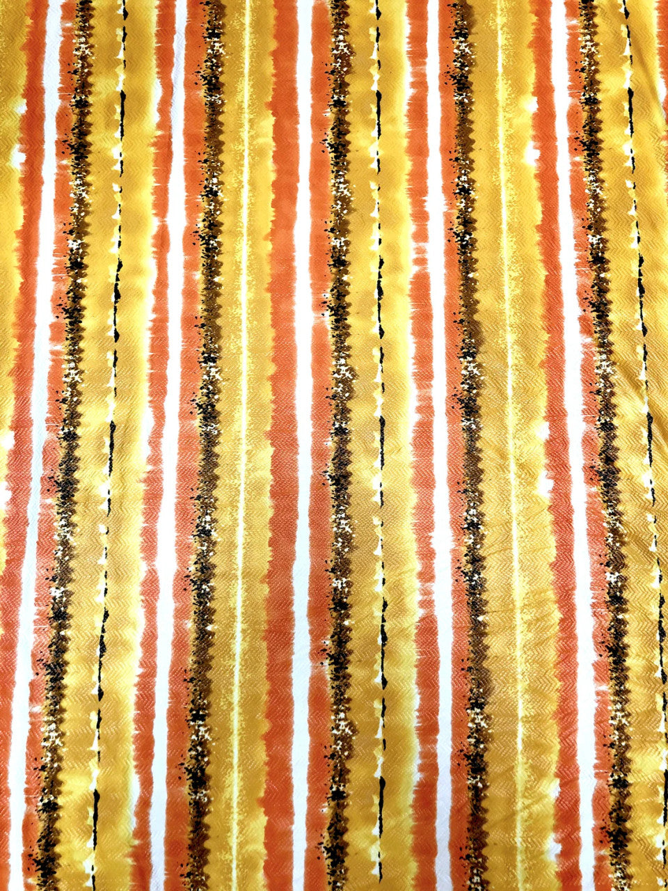 Polyester Spandex Fabric - 2 Way Stretch, Stripes, Shiny Foil Design, Teal/Pink, Orange/Yellow, 58-60" Width