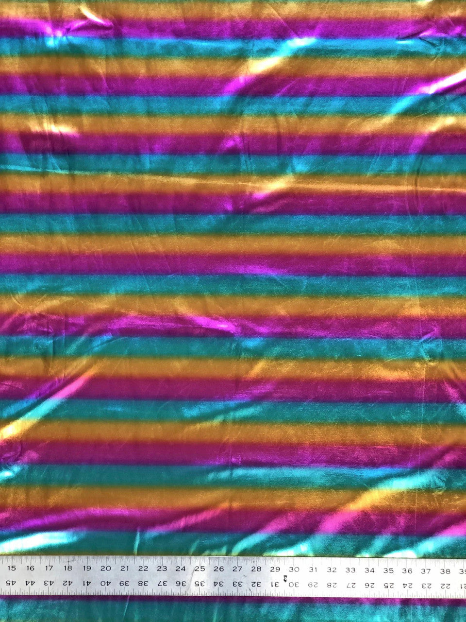 Nylon Spandex Fabric - Ombre Horizontal Foil Stripes, 58"-60" Width