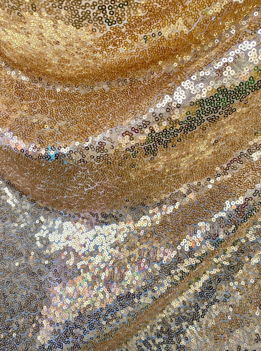 Stretch Sequin on Mesh Gold