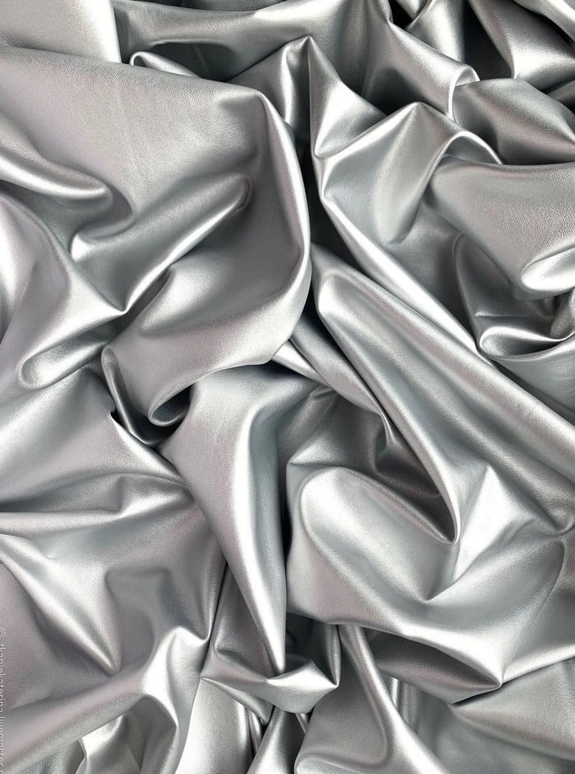 Stretch Faux Leather Silver