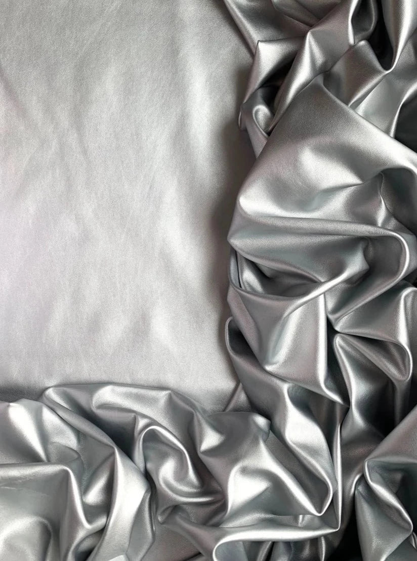 Stretch Faux Leather Silver