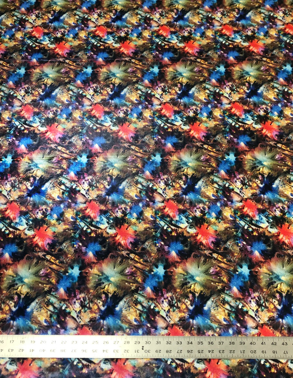 Spiral Abstract Multi Color Design Polyester Spandex Fabric - Multi Color Spiral Abstract, 58"-60" Width