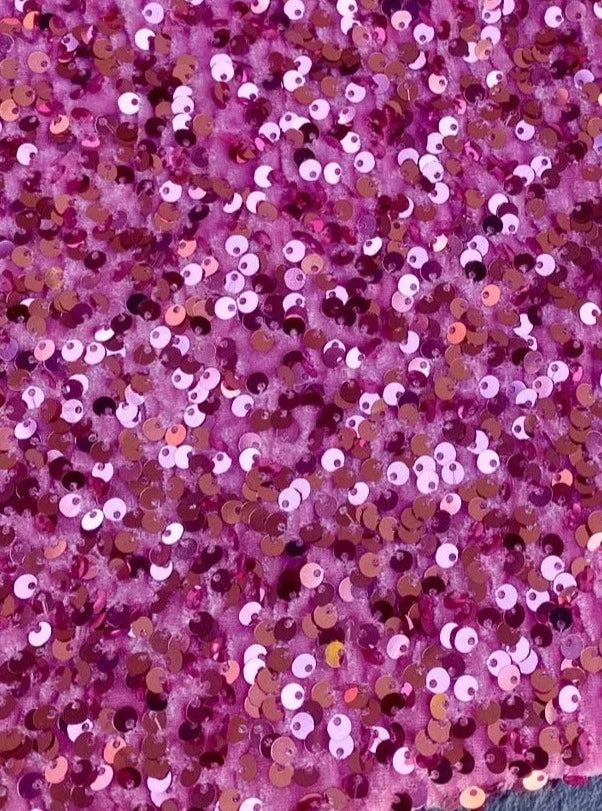 Pink Sequin Stretch Velvet