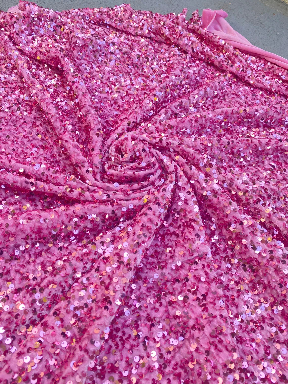 Pink Sequin Stretch Velvet