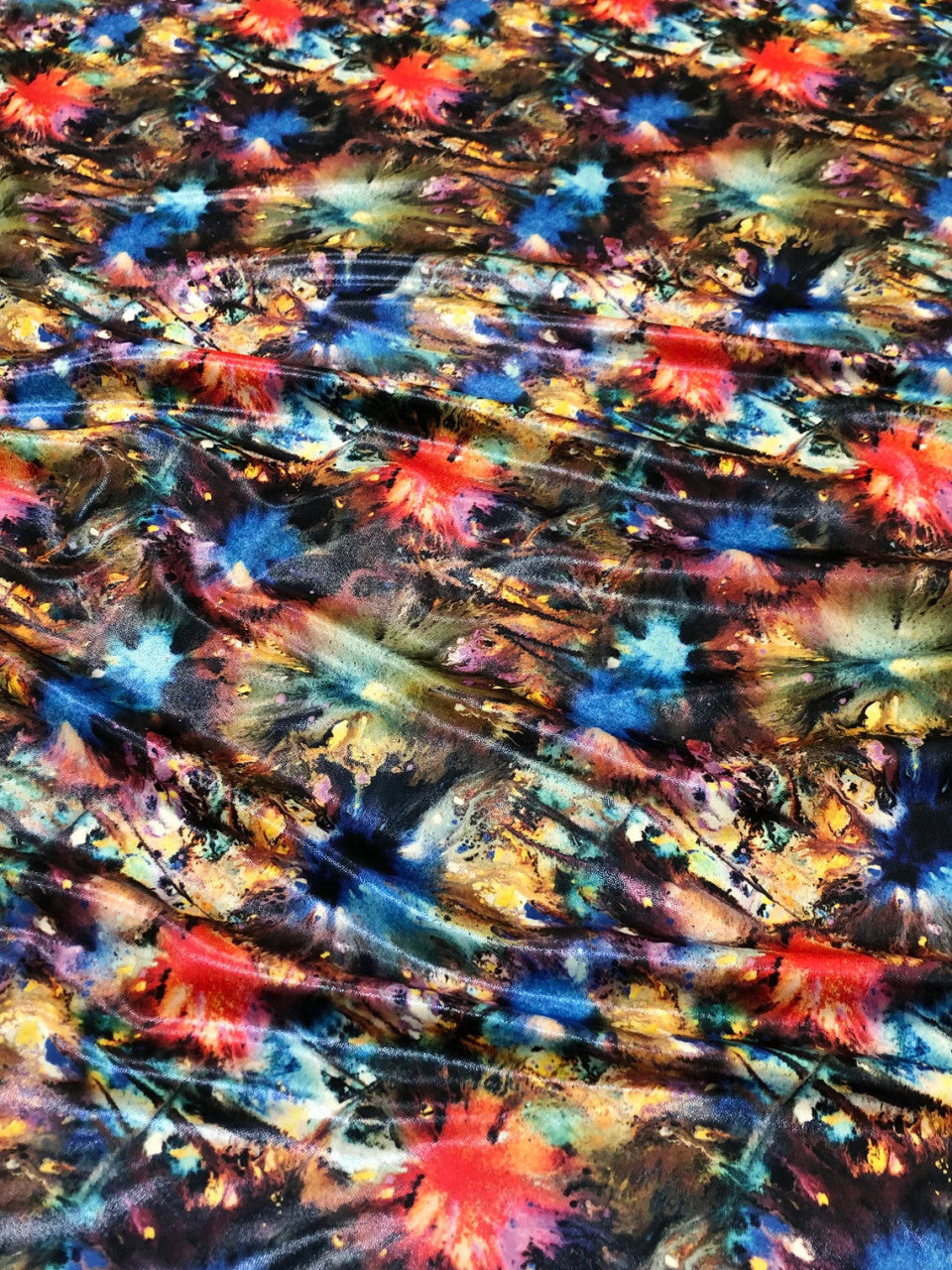 Spiral Abstract Multi Color Design Polyester Spandex Fabric - Multi Color Spiral Abstract, 58"-60" Width