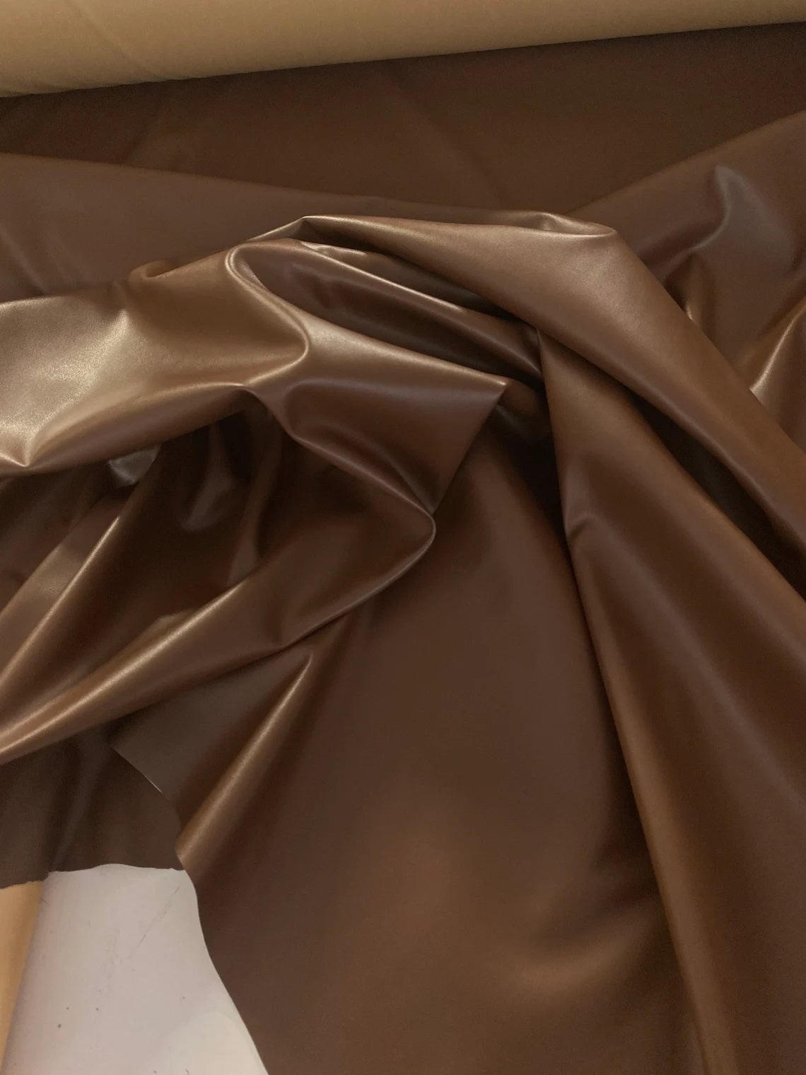 Stretch Faux Leather Chocolate