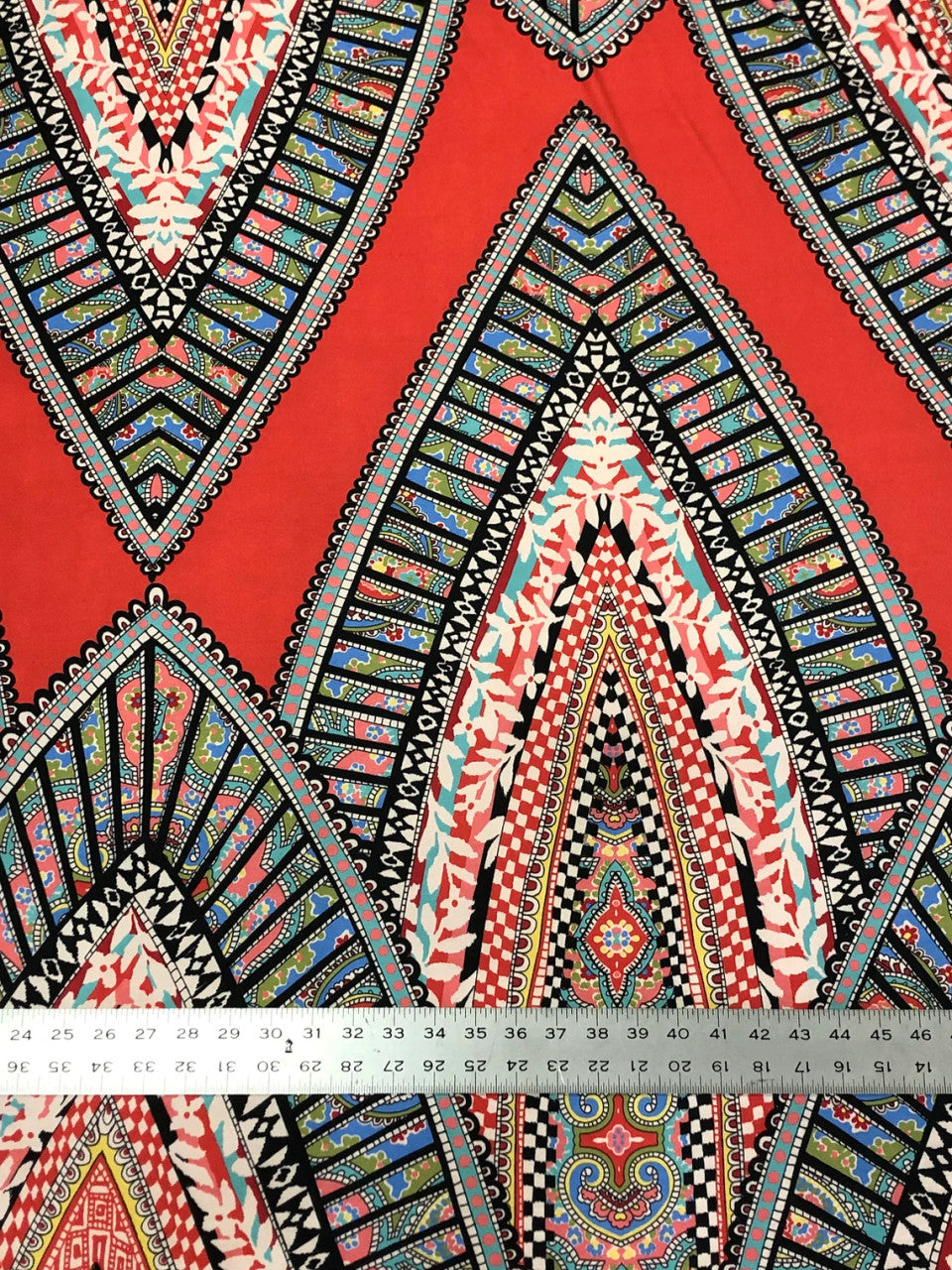 African Print Polyester Spandex Fabric - Big Design, 2 Way Stretch, Light Weight, 58-60" Width