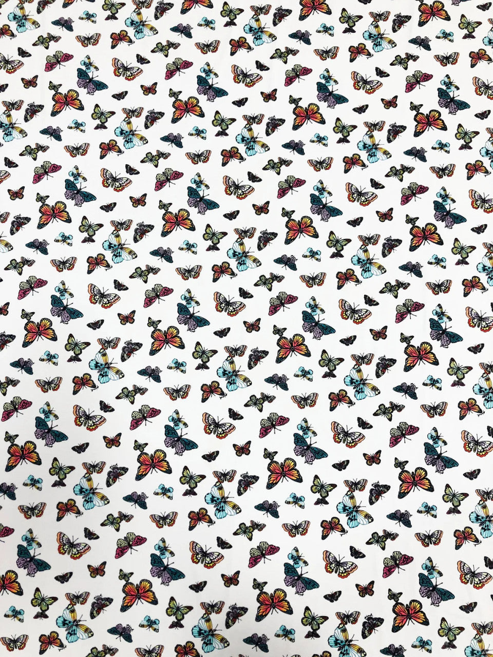 Nylon Spandex Fabric - Medium Weight, 4-Way Stretch, Butterfly Print, 57-58" Width
