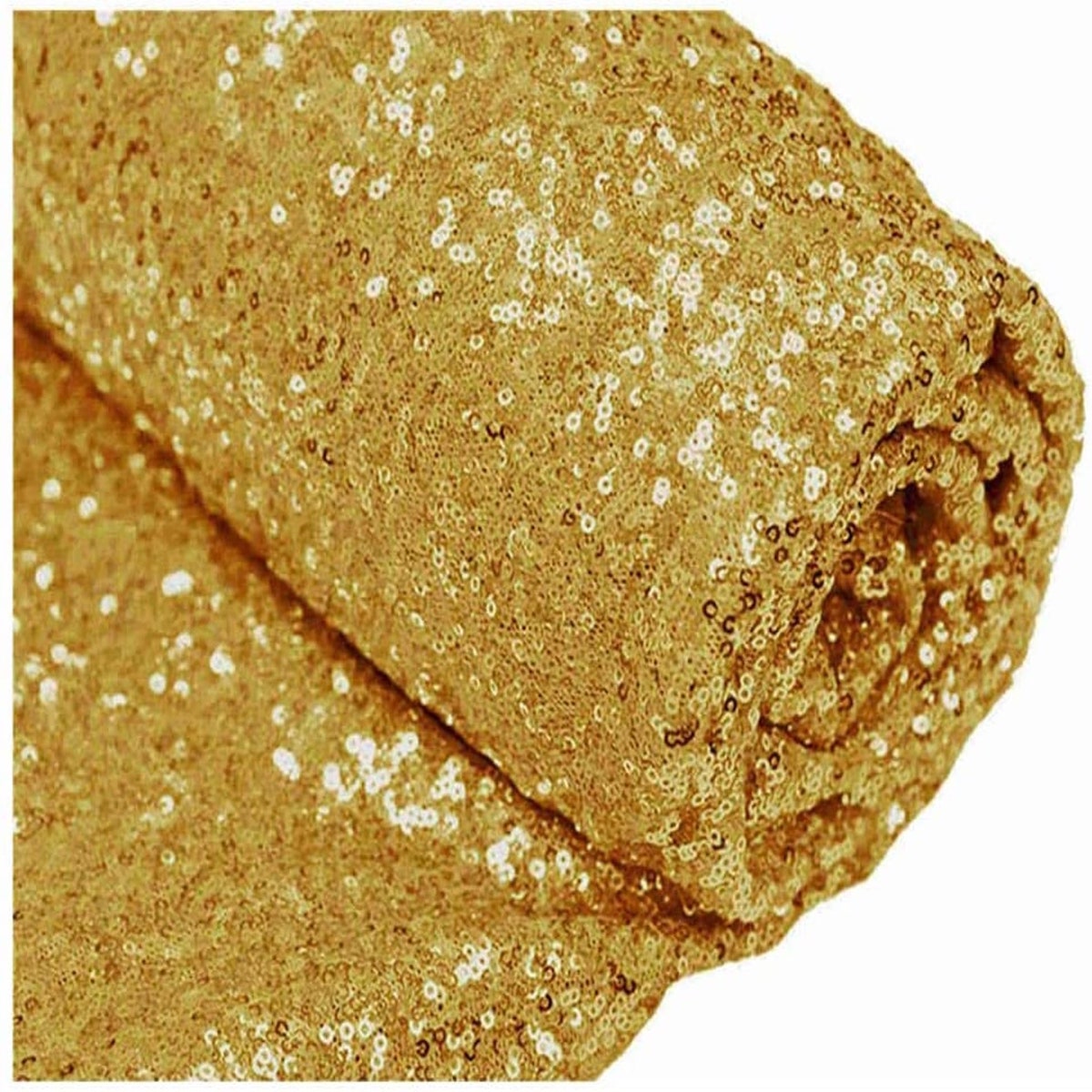 Mini Disc All Over Sequin Polyester Fabric - Gold, 54" Width (1 Yard)