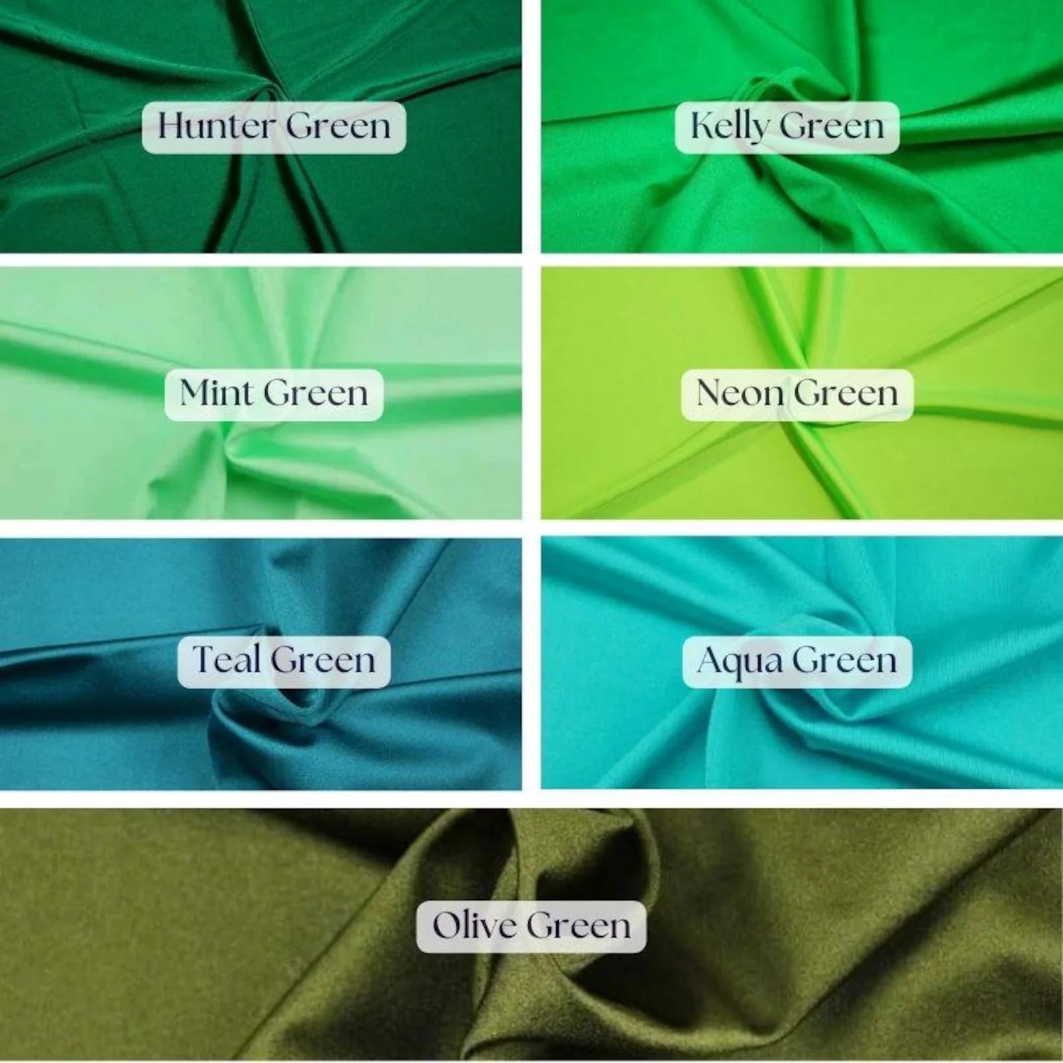 1 Yard Mint Green Shiny Milliskin Nylon Spandex 4-Way Stretch Fabric 60" Width