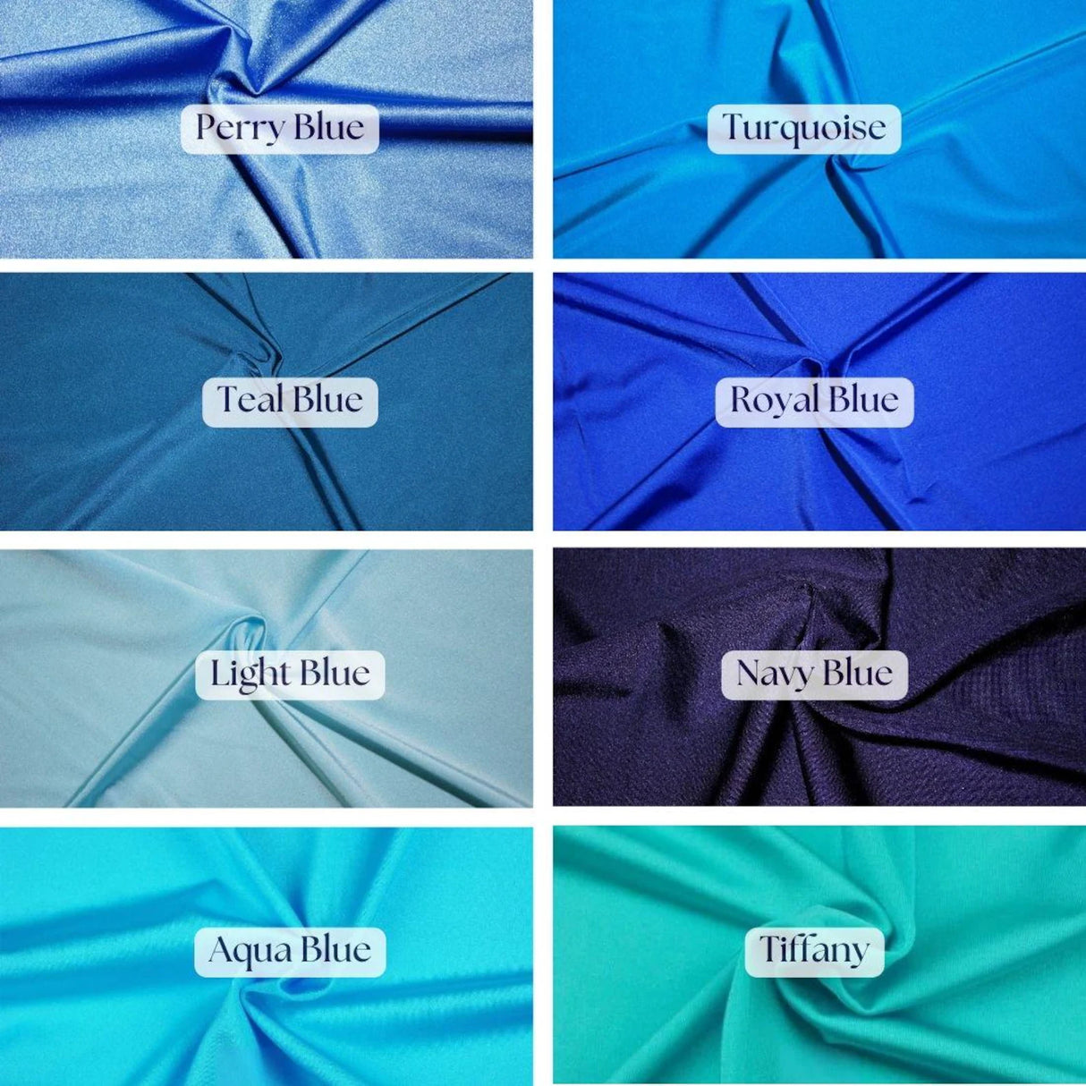 1 Yard Perry Blue Shiny Milliskin Nylon Spandex 4-Way Stretch Fabric 60" Width