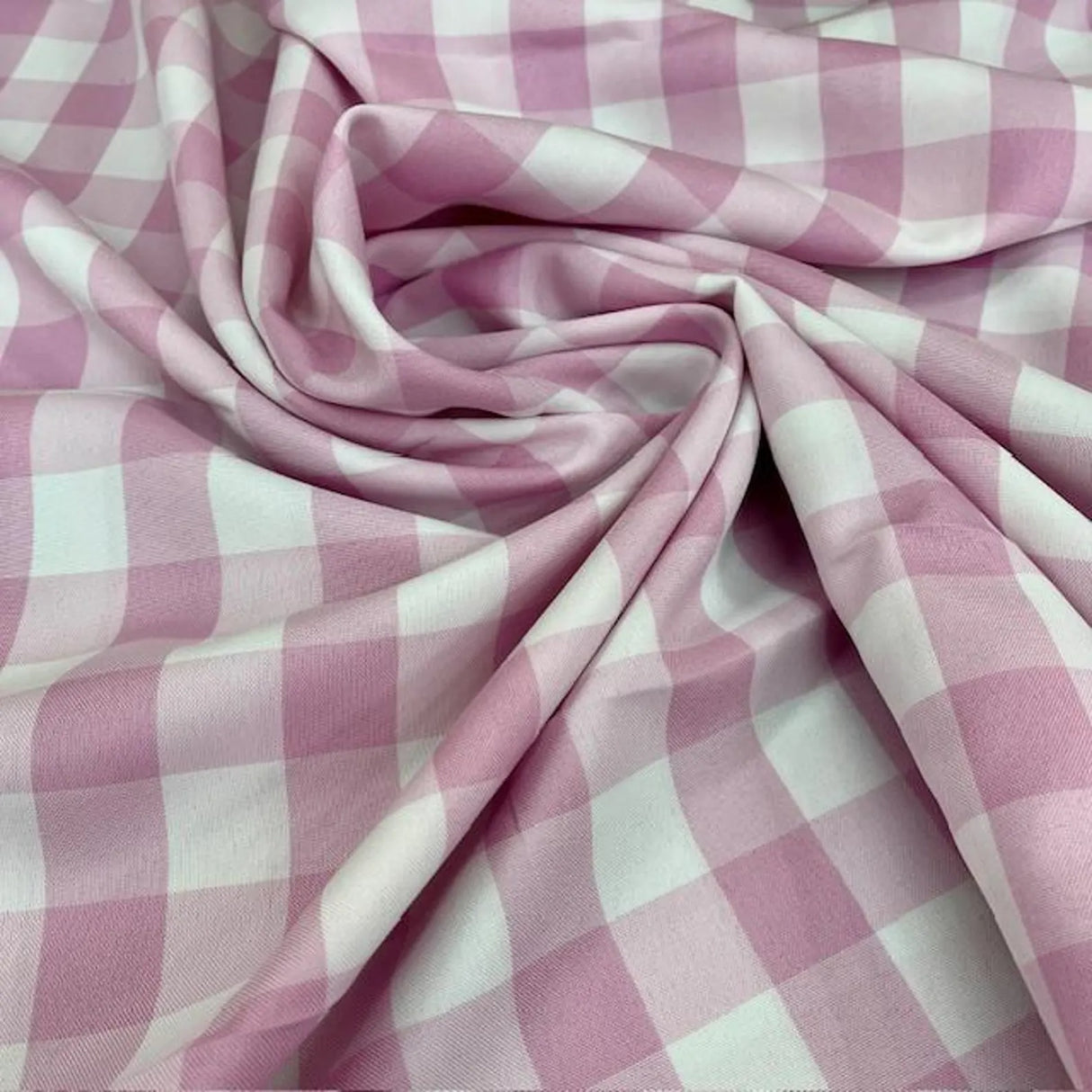 Checkered Gingham Polyester Fabric - 1-Inch Checkered Pattern, 60" Width