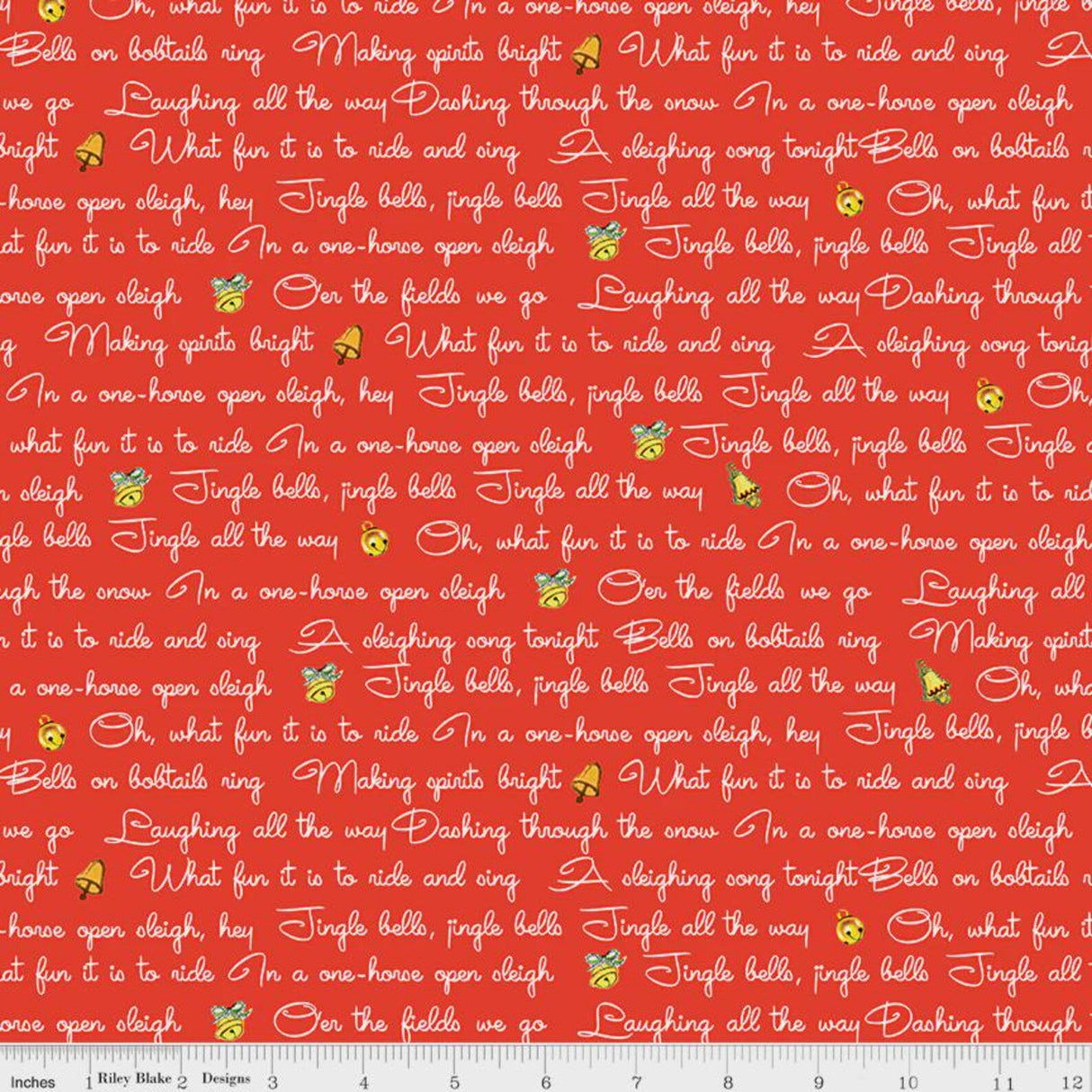 Quilting Cotton Jingle Bells Lyrics Red Riley Blake