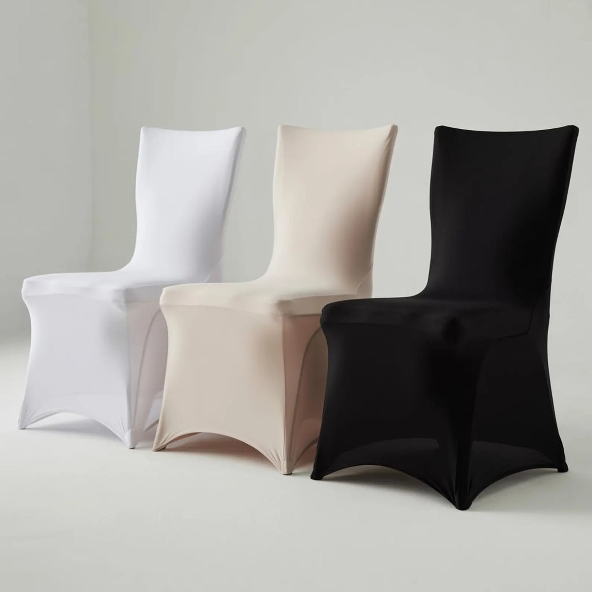 Event Spandex Chair Covers Spandex Fabric - Black, White, Ivory, Stretch Slipcovers For Folding And Banquet Chairs